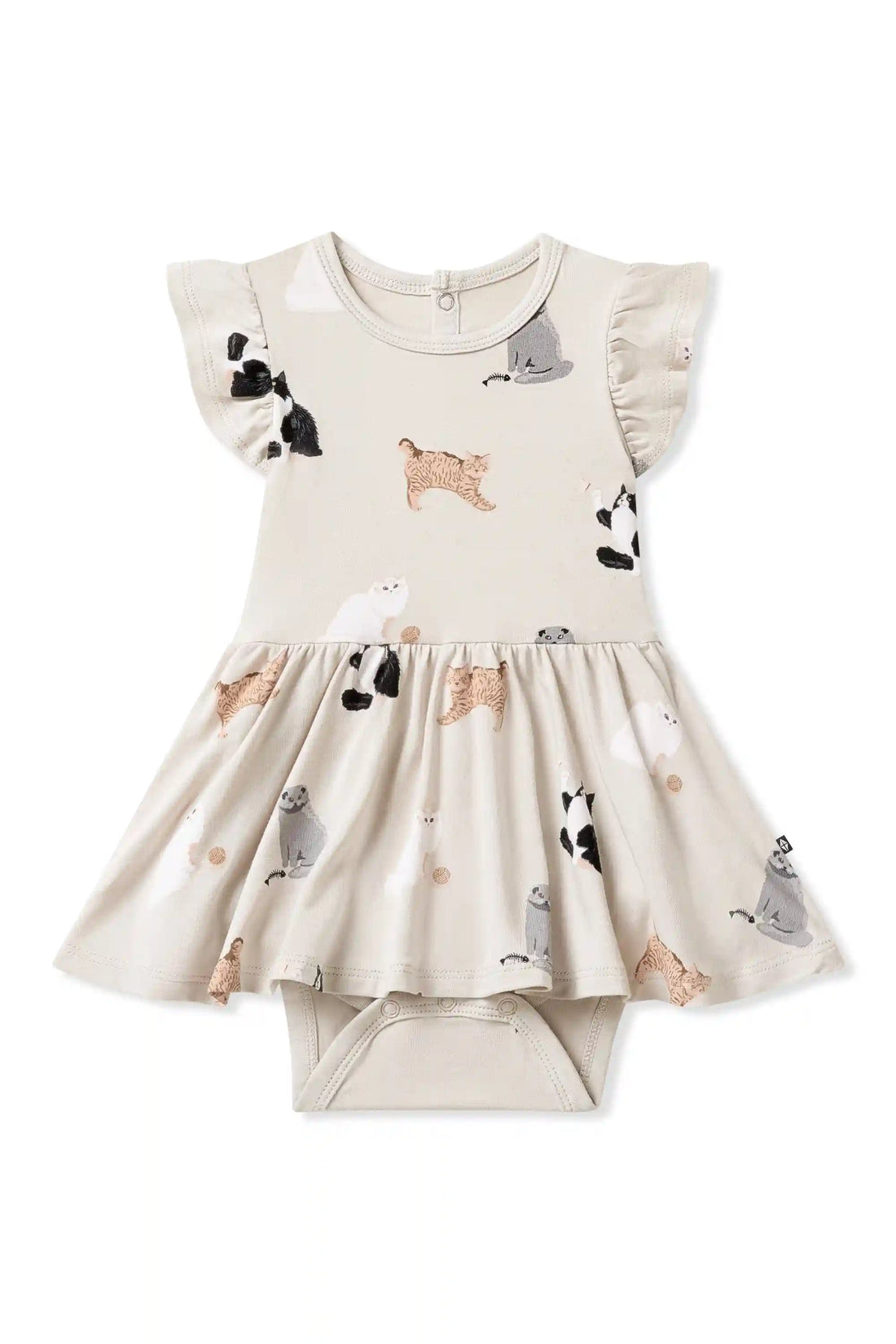 Twirl Bodysuit Dress in Fluffy Cat
