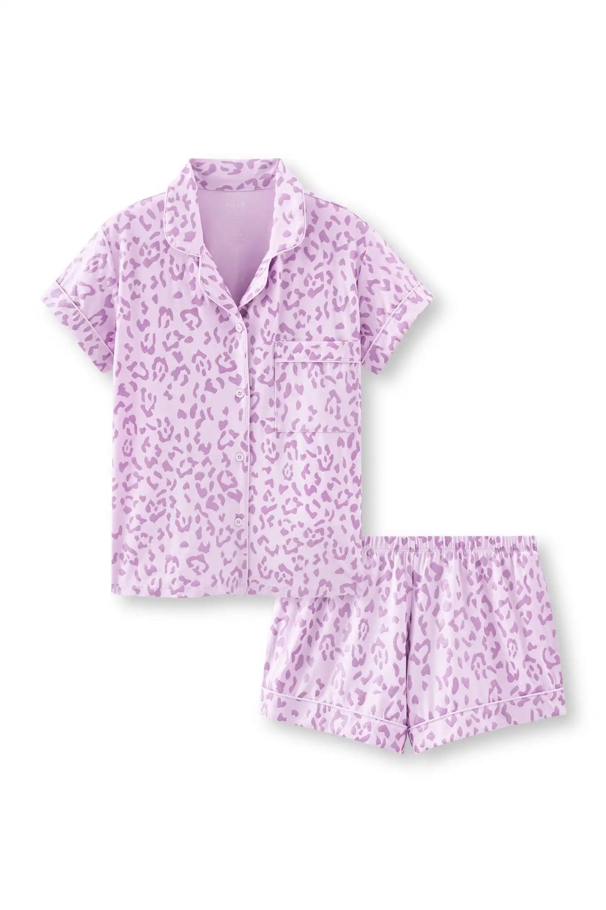 Women's Short Sleeve Pajama Set in Thistle Leopard