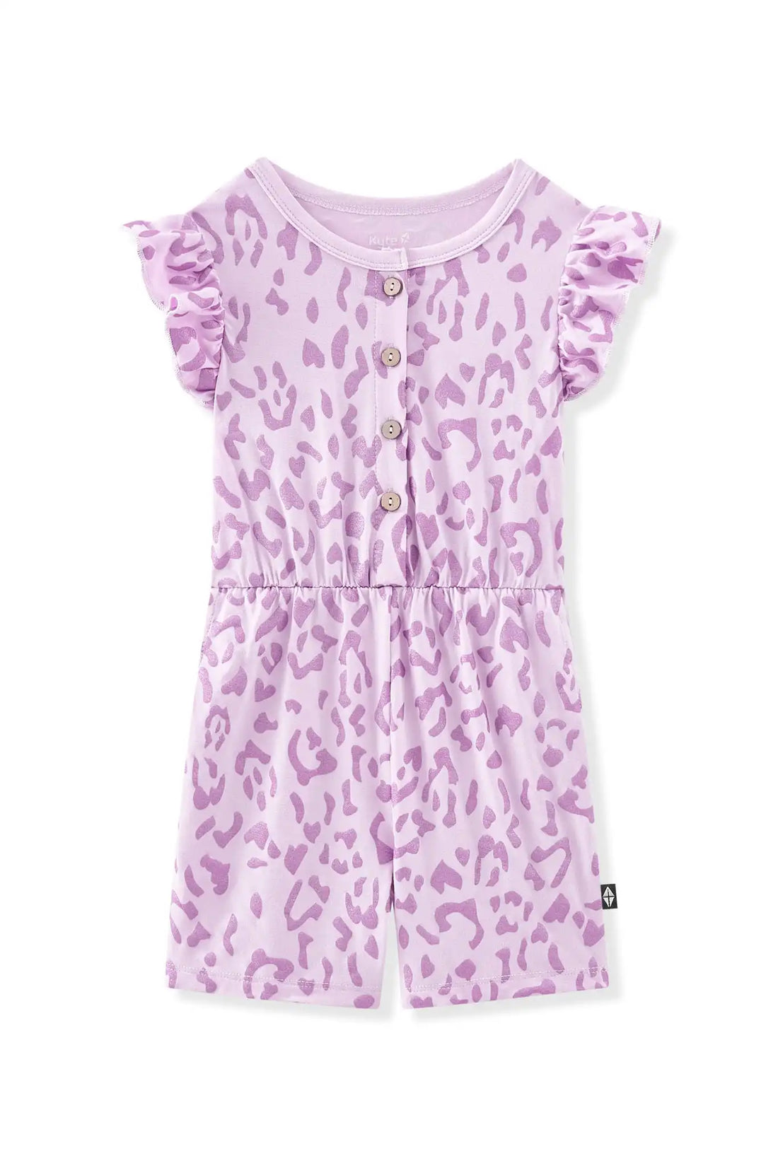 Flutter Sleeve Romper in Thistle Leopard