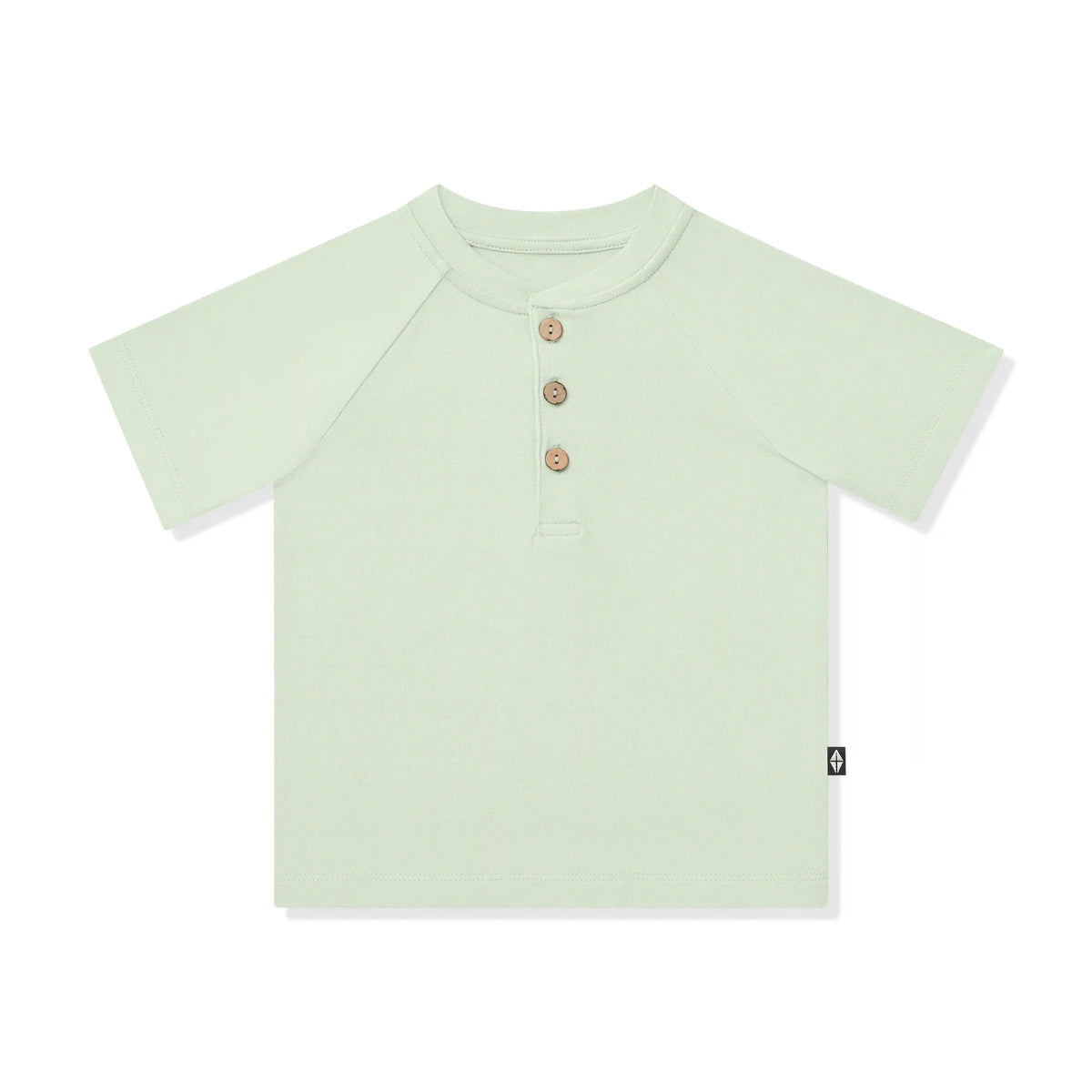 Short Sleeve Toddler Henley Tee in Basil