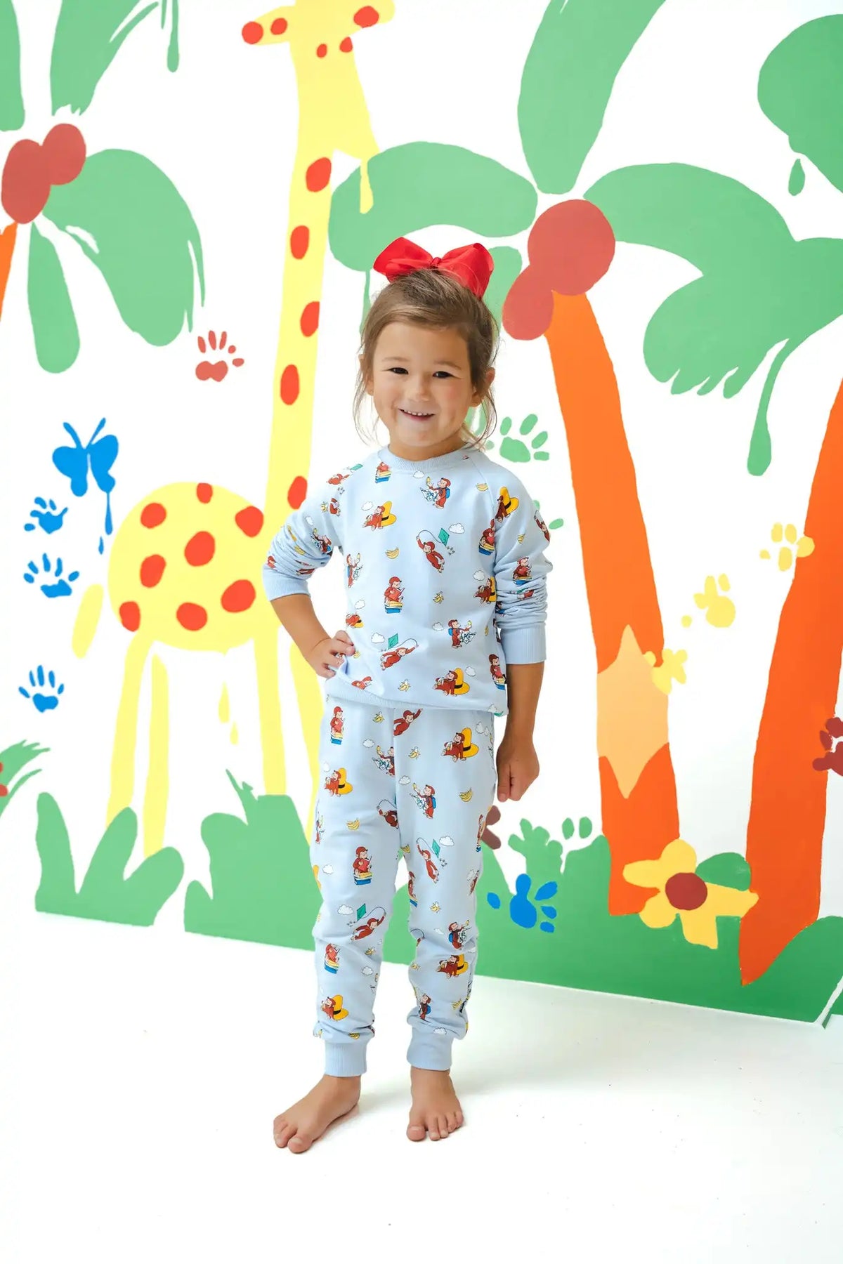 Long Sleeve Jogger Set in Curious George