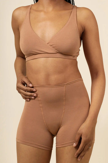 Women's Cross Front Bralette in Latte