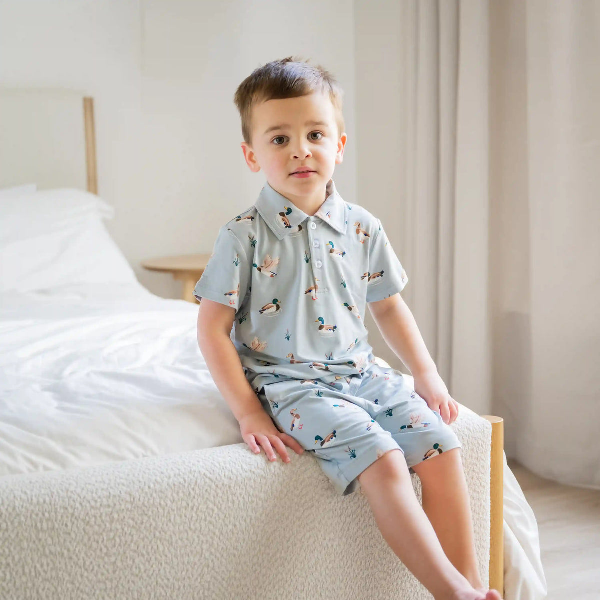 Toddler Short Sleeve Polo in Mallard Duck