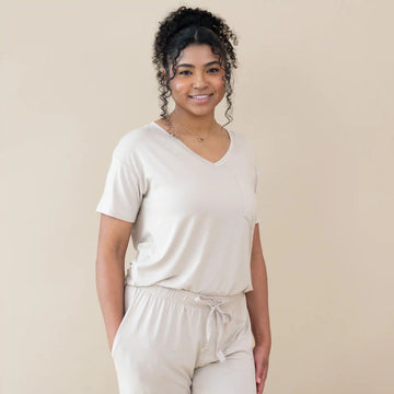 Women's Oversized V-Neck Tee in Oat