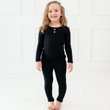 Ribbed Henley Set in Midnight