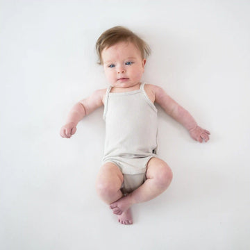 Ribbed Spaghetti Strap Bodysuit in Oat